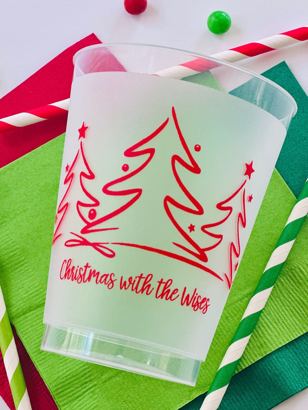 Personalized Christmas Party Cups Frosted Cups 16oz Frostflex