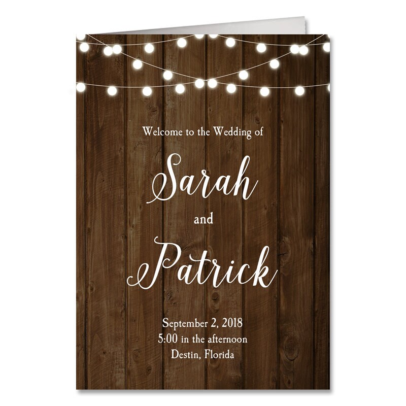 Rustic Wedding Program Fans Assembled Wood and Lights - Etsy