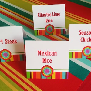 Etiquettes mexicaines festives imprimables pour buffet - Collection Let&#39;s Fiesta