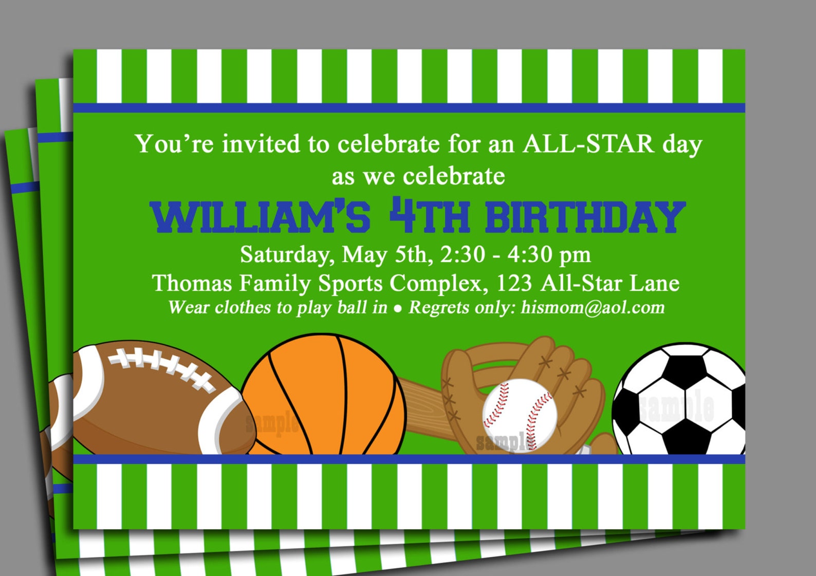 All Star Sports Invitation Printable or Printed With FREE - Etsy