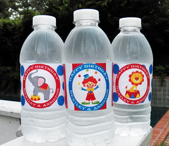Printable Circus Water Bottle Labels Carnival Under the | Etsy