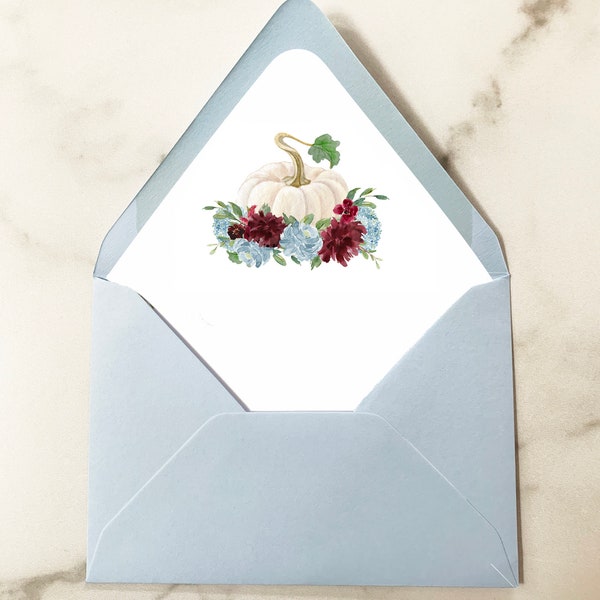 Burgundy Blue Floral Pumpkin Envelope Liners Add OnSuite  - Dusty Blue Julie Collection TPC9044