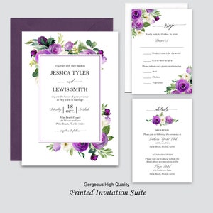 Wedding Table Number Cards 5x7 Printed Elegant Floral in Purple Jessica Collection TPC9023 image 4