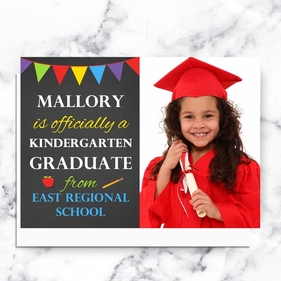 Kindergarten Pre-K Announcement Cards Graduation Invitation Printable or Printed ANY Wording Il_570xn