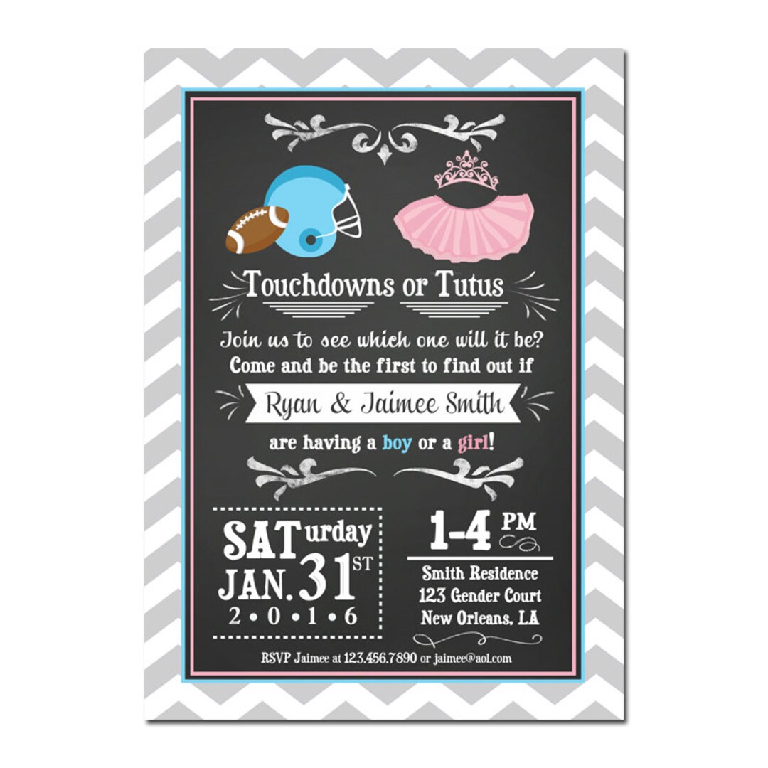 Touchdowns or Tutus Invitation Printable or Printed With FREE - Etsy