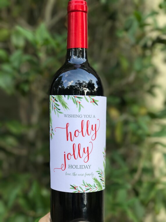 Personalized Christmas Wine Labels Printable or Printed - Personalized Christmas Gift Il_570xn