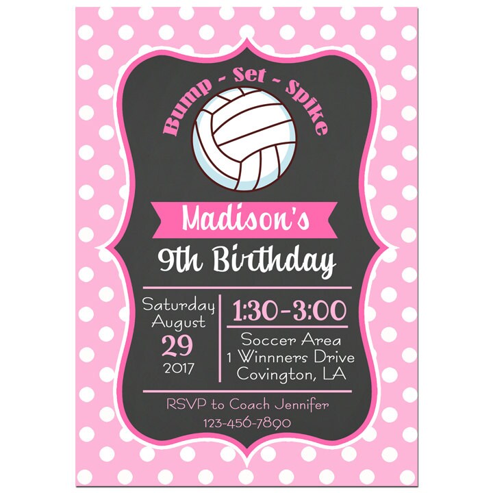 Girl's Volleyball Invitation Printable or Printed with | Etsy