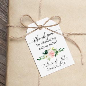 Personalized Thank You Tag Wedding Thank You Tags  Corporate Gift Printed - Elegant Blush Floral Sophia Collection TPC9017