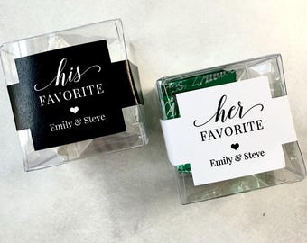 Personalized His and Her Favorite Box Set- Labels and Clear Boxes Any Wording PRINTED Party