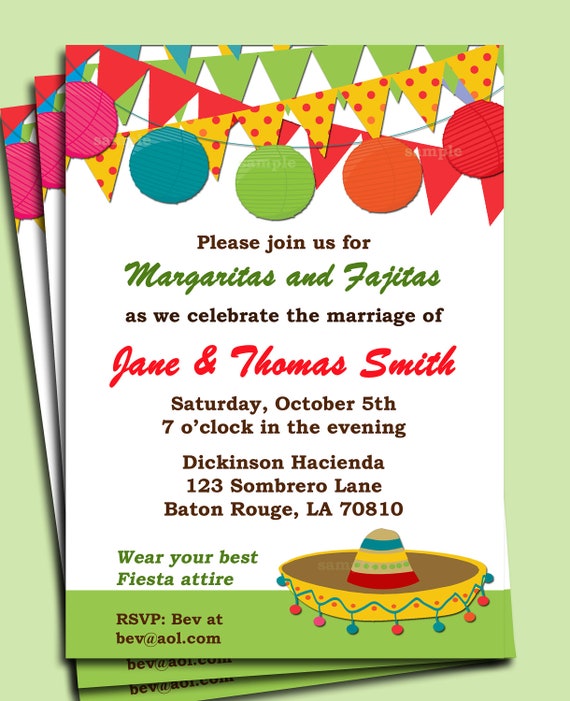 Fiesta Party Invitation Printable Or Printed With Free Etsy