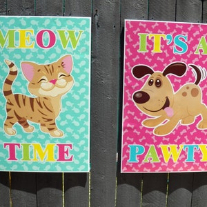 50% OFF SALE - Cat and Dog Posters - Instant Download - Meow, Sit Stay and Play Collection