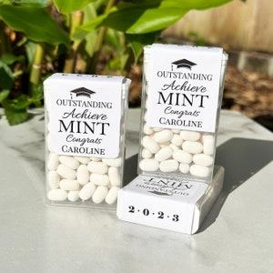 Personalized Graduation Class of 2023 Achieve-Mint Tic Tac Topper Label Printed Graduation Favor Gift Thank You image 1