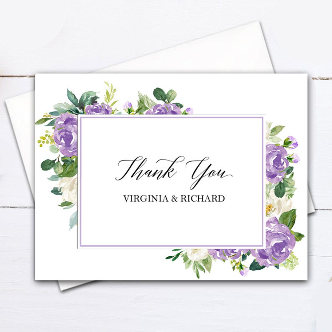 Lavender Wedding Thank You Note Cards Stationery (20 MIN ORDER) Folded ...