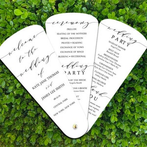 Wedding Program Petal Fans Assembled Greenery - Elegant Script Collection