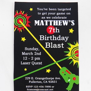 Laser Tag Birthday Invitation Printable and Printed with FREE SHIPPING - Laser Tag Collection