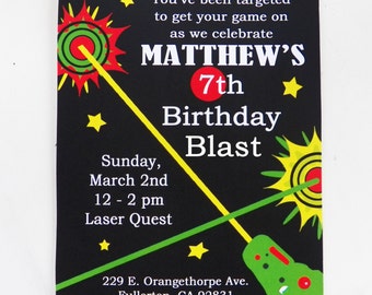 Laser Tag Birthday Invitation Printable and Printed with FREE SHIPPING - Laser Tag Collection