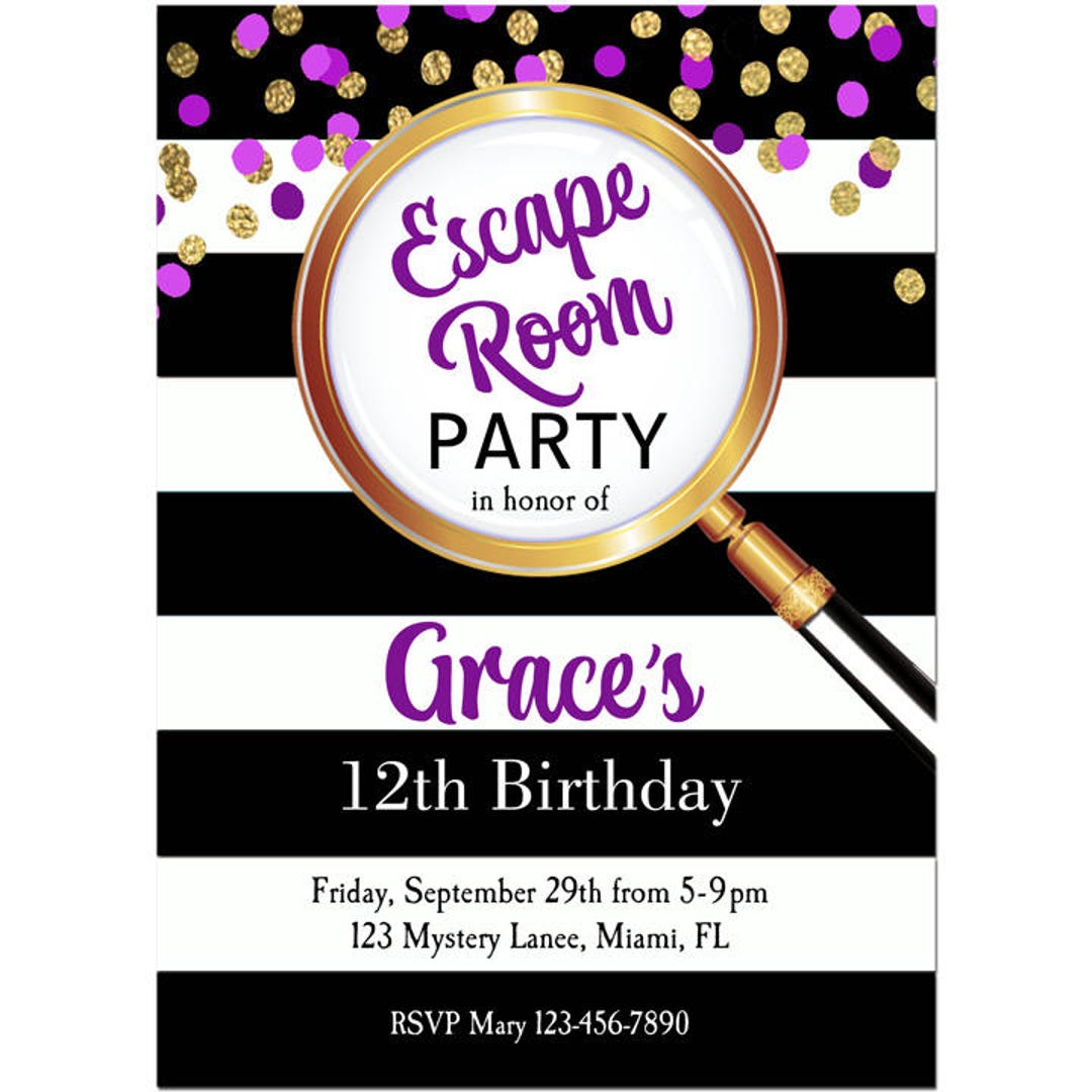 Girl's Escape Room Party Invitation Printable or Printed With FREE ...
