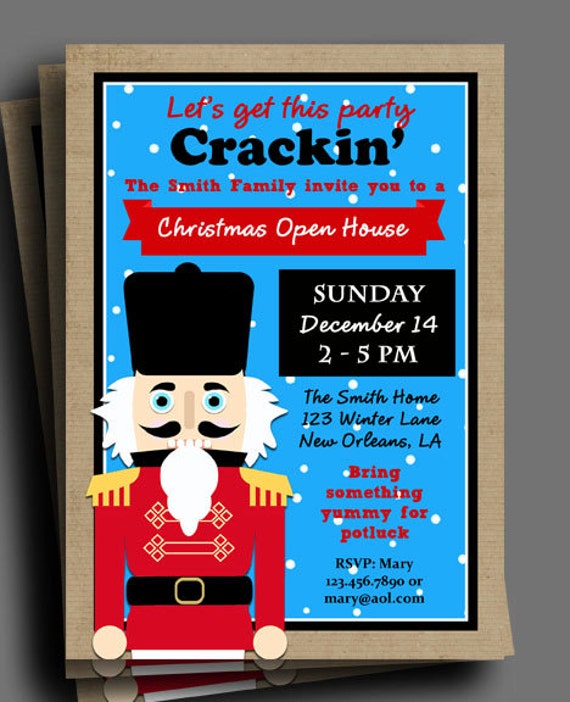 Nutcracker Invitation Printable Invitation - ANY Wording - Holiday Party, Christmas Party, Birthday, Event Il_570xn