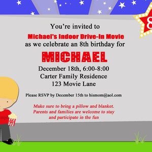 Outdoor Movie Party Invitation Printable - Drive in Movie, Outdoor ...