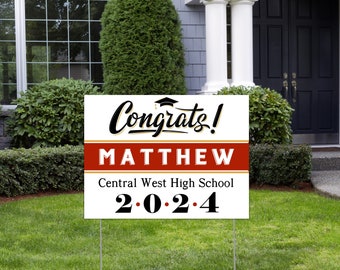 Personalized Senior Graduation Class of 2024 Yard Sign including Stakes - ANY School Colors