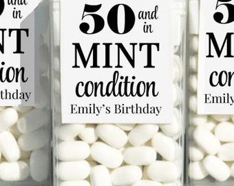 Personalized Birthday Favors Mint Condition Favors Milestone Party Tic Tacs Printed