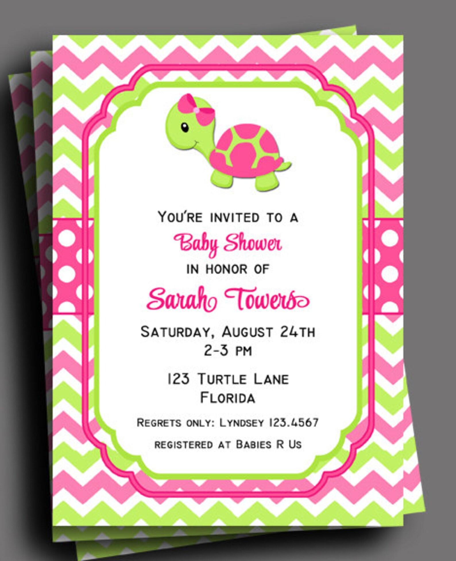 Turtle Invitation Printable or Printed with FREE SHIPPING | Etsy