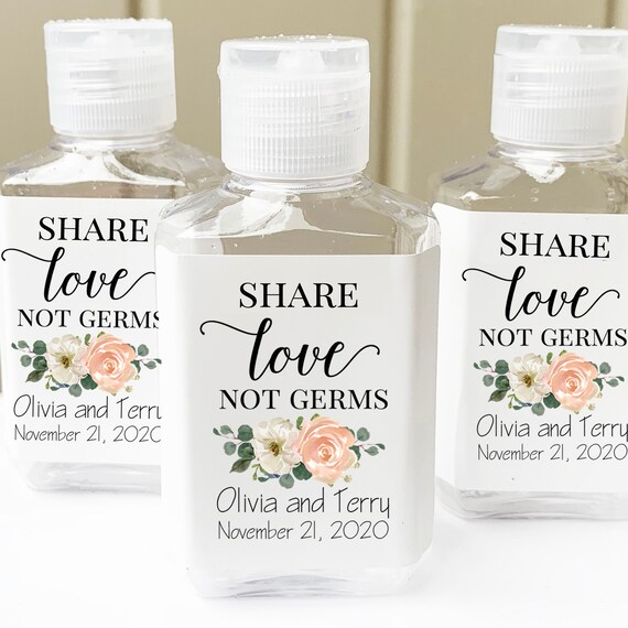 Peach Hand Sanitizer Bottles (Empty) and or Labels Wedding Favor Bottles Personalized Covid Wedding Il_570xn