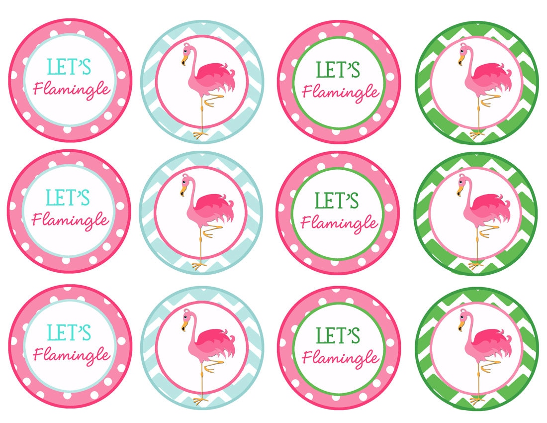 50 OFF SALE Flamingo Cupcake Toppers Printable Instant Etsy