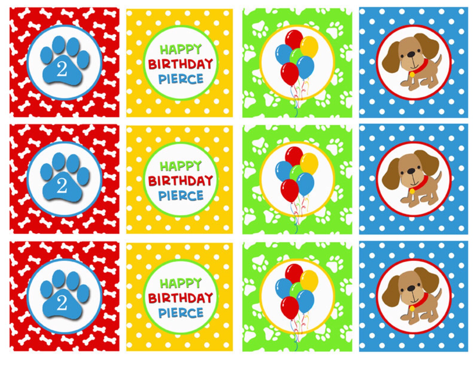 Personalized Puppy Dog Cupcake Toppers Printable Puppy Party | Etsy