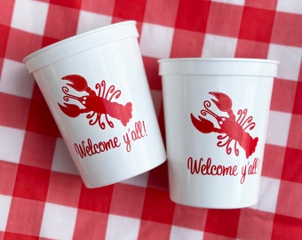 Crawfish Cups Ready to Ship SET OF 10 Boil Birthday Graduation PartyCrawfish Boil Couples Shower Rehearsal Dinner TPC9037