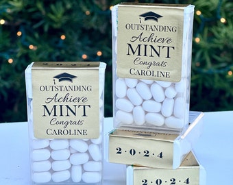 Personalized Graduation Class of 2024 Achieve-Mint Tic Tac Topper Label Printed Graduation Favor Gift Thank You