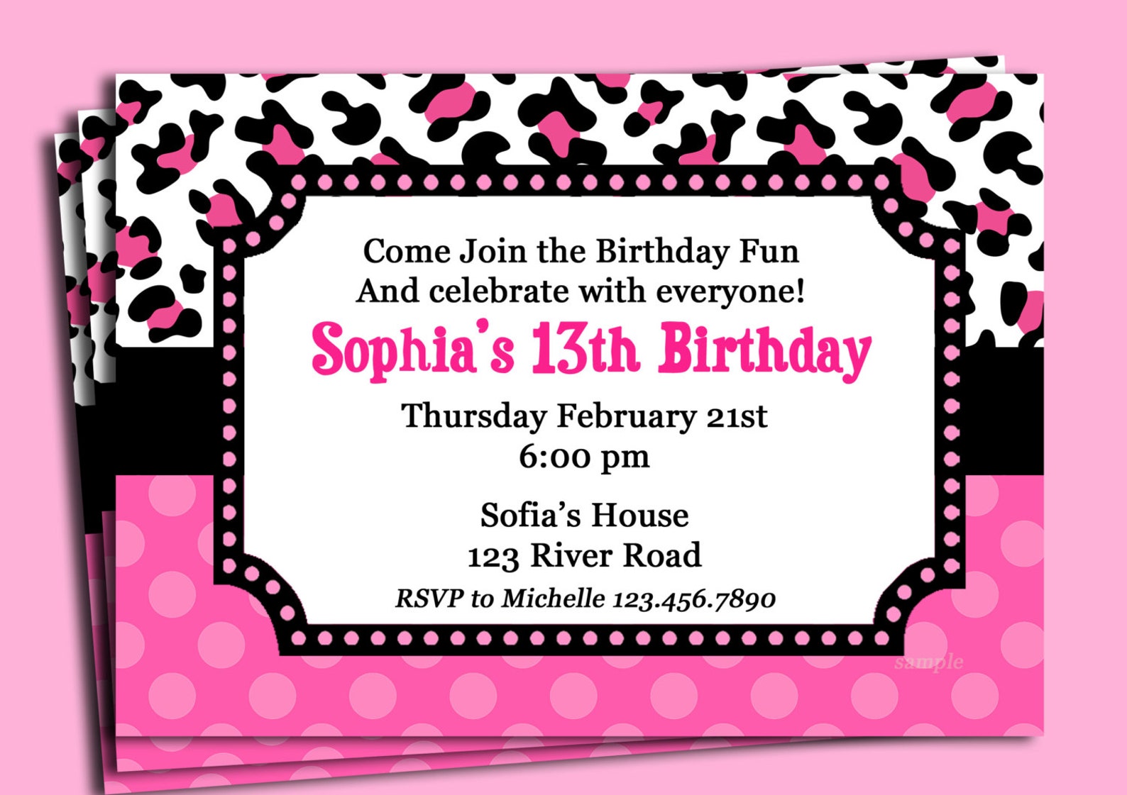 Cheetah birthday invitation