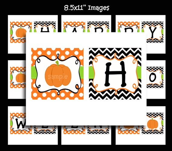 Happy Halloween Printable Bunting Banner - Pumpkin Collection Il_570xn