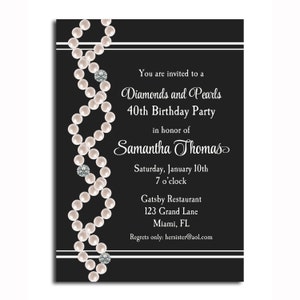 Diamonds and Pearls Invitation Printable - Birthday, Bridal Shower, Bachelorette Party  - ANY Wording