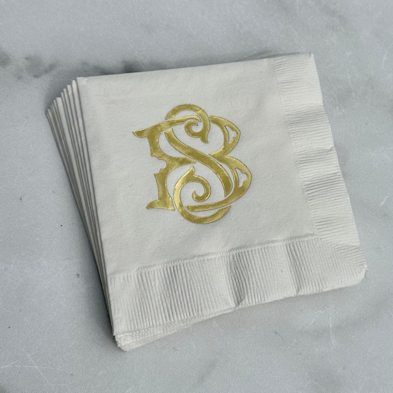 Your Logo Gold Foil Printed Napkins Wedding Reception Bar Shatterproof Cups Signature Cocktails Engagement Party Birthday Cocktail Beverage image 3