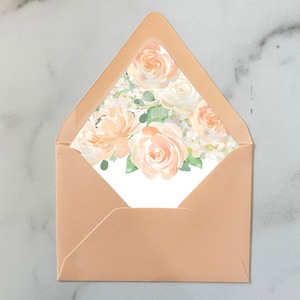 Peach Envelope Liners Add On Sunflower Wedding Invitations Suite -  Peach and Cream Collection