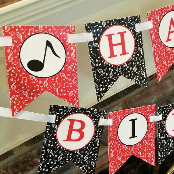 Music Notes Birthday Banner - Instant Download - Music Collection Il_570xn