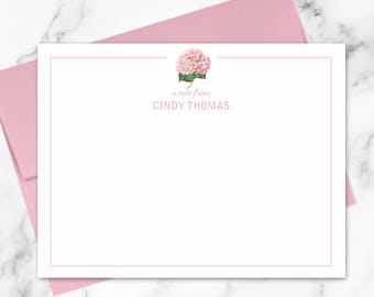 Blush Hydrangea Note Cards Personalized Stationery with Envelopes Gift Cards Script Note Cards Thank You Cards A Note From