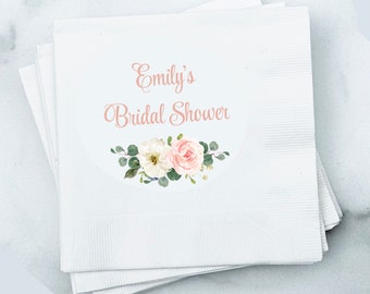 Blush and Ivory Bridal Shower Wedding Birthday Cocktail Beverage Napkins Pink - Blush Floral Sophia Collection TPC9017