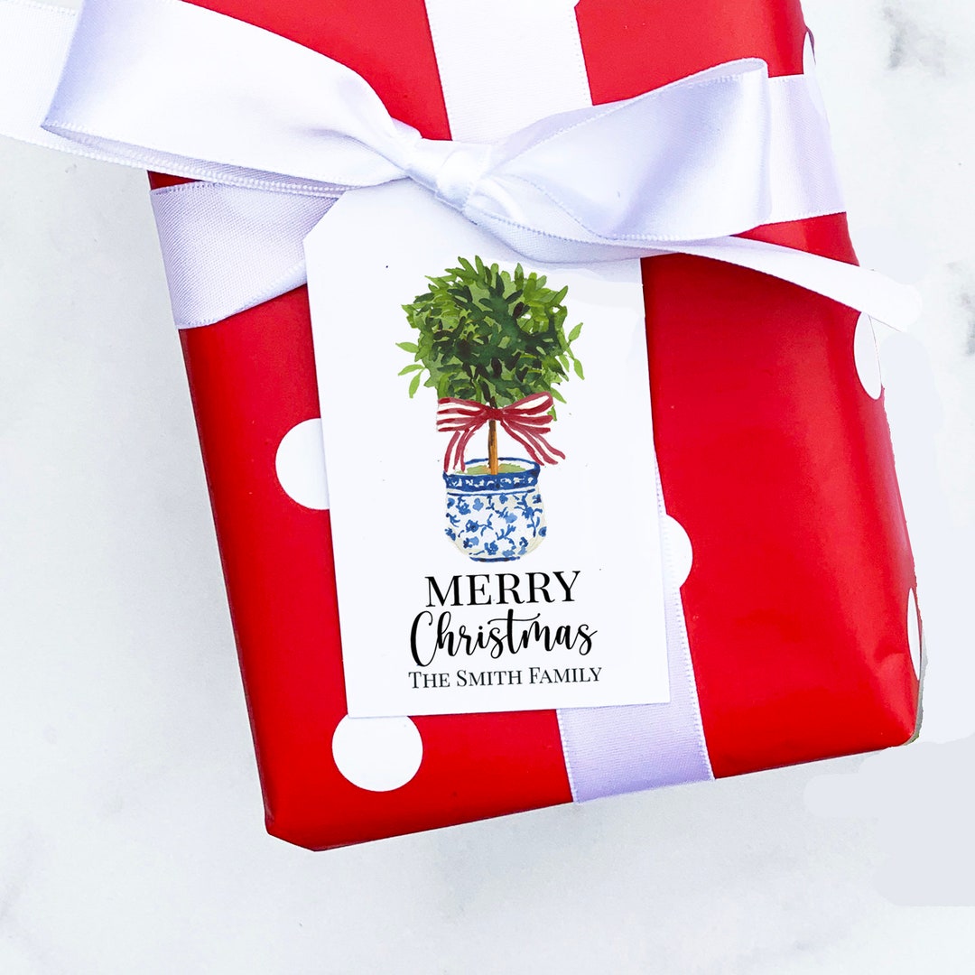 PRINTED Christmas Gift Tags Personalized Topiary Corporate Etsy