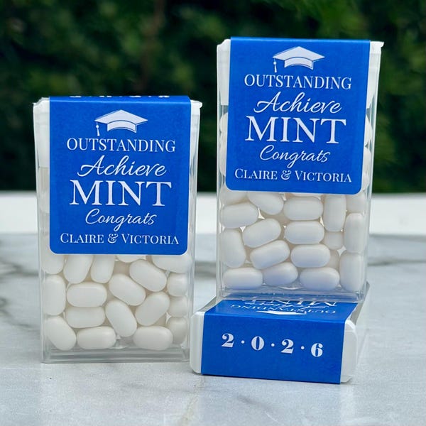 Personalized Graduation Party Favors Any Color Graduation Class of 2026 Achieve-Mint Tic Tac Topper Label Printed Graduation Favor Thank You