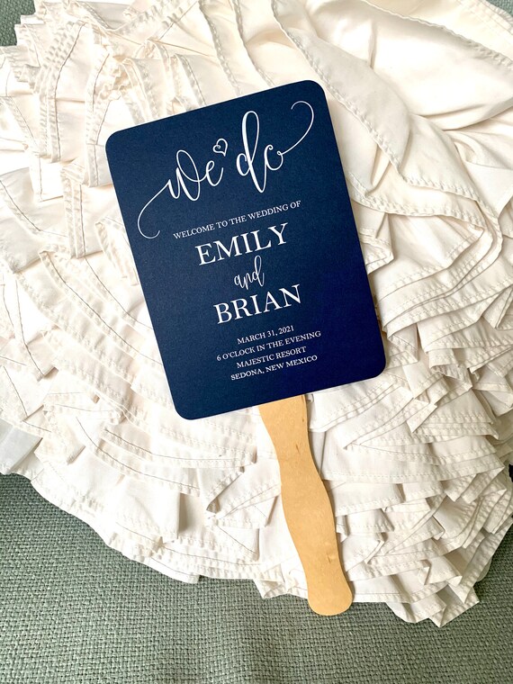 Navy Wedding Program Fans Printed and Assembled with FREE Shipping - We Do Navy Collection Il_570xn