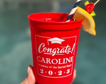 Personalized Graduation Cups 16oz Class of 2024 Graduation Party - any color cup and any color ink and wording available