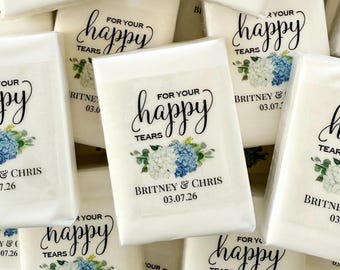 Blue Happy Tears Tissue Packs Personalized Wedding Favors Ceremony Pack of 10 Dusty Blue Hydrangea Elizabeth Collection TPC9001
