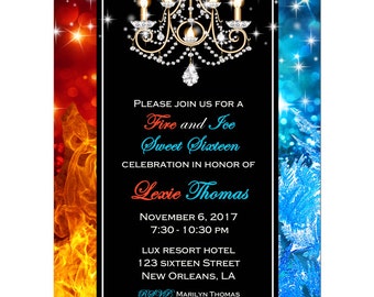 Fire and Ice Invitation Printable or Printed with FREE SHIPPING - Bridal Shower, Birthday, Anniversary - Fire and Ice Collection