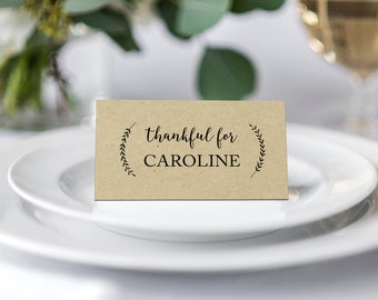 Thanksgiving Place Cards Tented or Flat Personalized Printed - Lunch Brunch Dinner