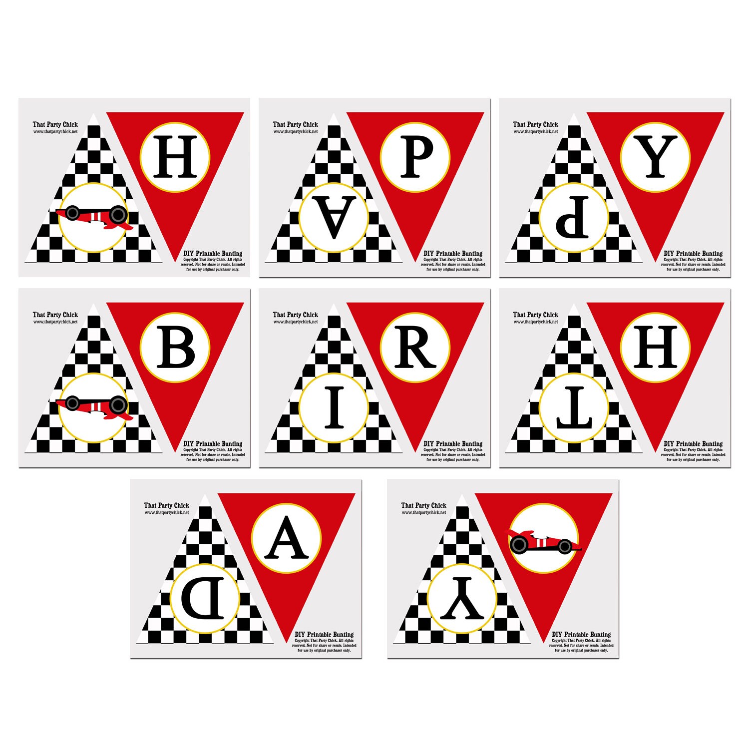 Race Car Birthday Bunting Banner Printable Instant Download Etsy