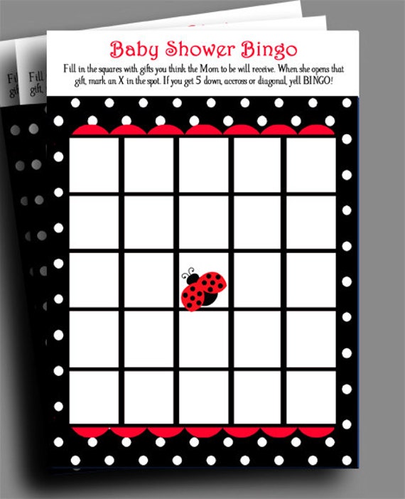 Ladybug Baby Shower Bingo Printable INSTANT DOWNLOAD Red Ladybug