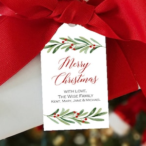 Personalized Christmas Holly Jolly Hang Gift Tags Printed with FREE SHIPPING - Holly Jolly Tag