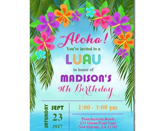 EDITABLE Luau Invitation Instant Download Printable - Luau Palms Collection